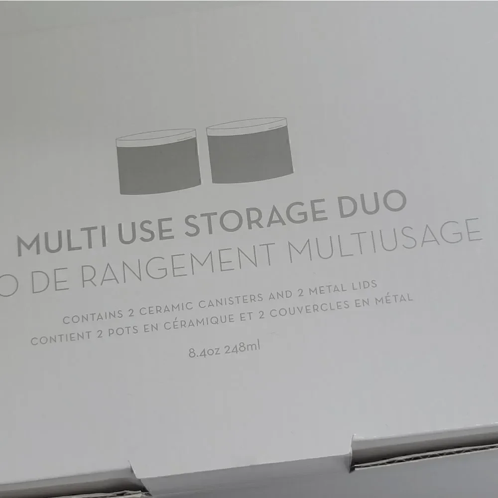 Z Gallerie Multi Use Storage Duo Cermic Canisters with Metal Lids